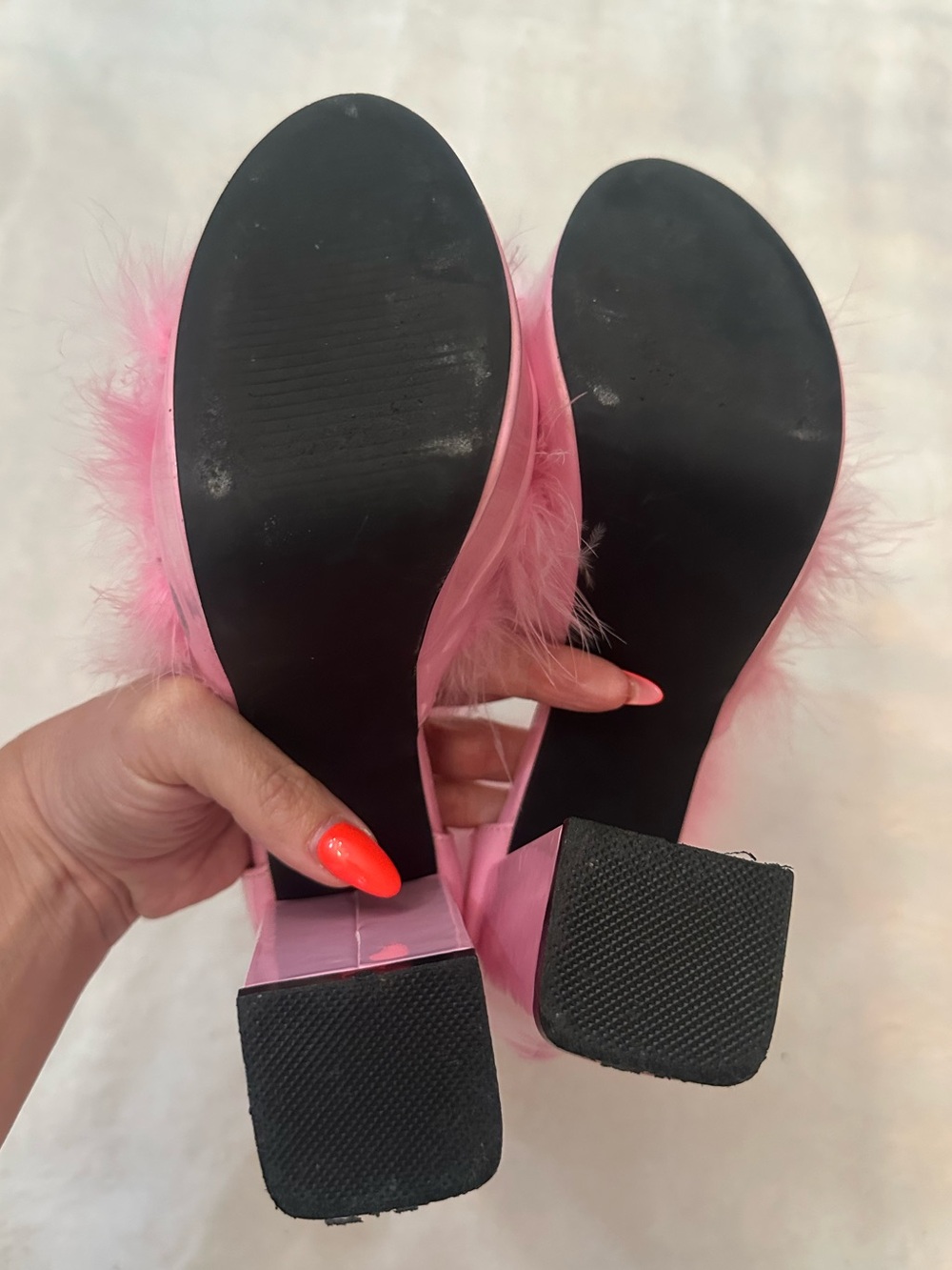 Sugar Thrillz Women's Pink Marabou Fluff High Heel Platforms Size 9 M - Picture 9 of 11